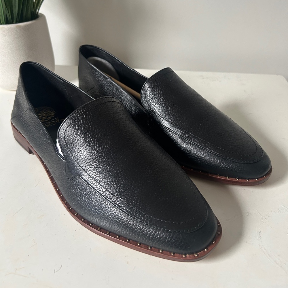 Vince Camuto Cretinian Black Leather Loafers - Sz 9.5